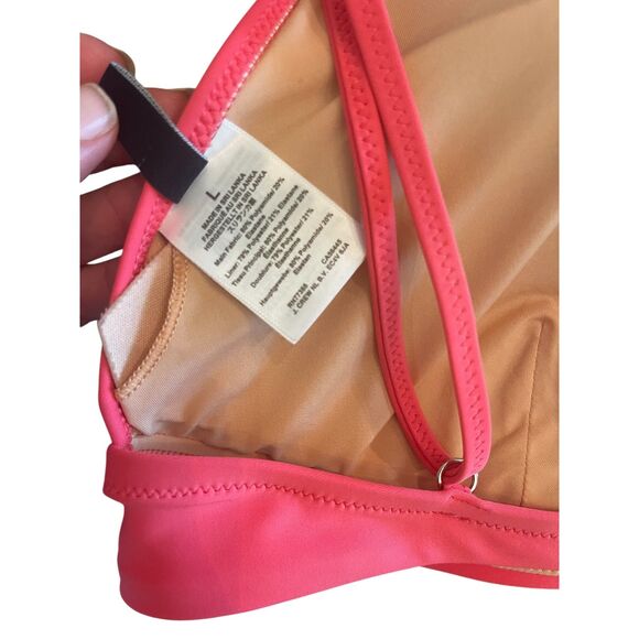J Crew Womens Bikini Top Large Pink Triangle Ruffles Soft Padded Cups EUC - Picture 5 of 10